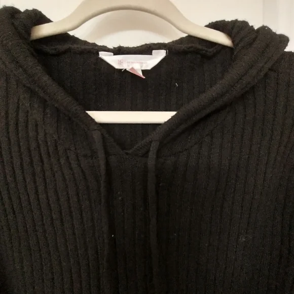 No Boundaries Black Ribbed Knit Pullover Hoodie - Picture 4 of 11